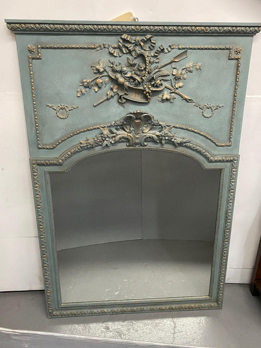 Late 19th Century Antique French Painted & Gilded Trumeau Mirror