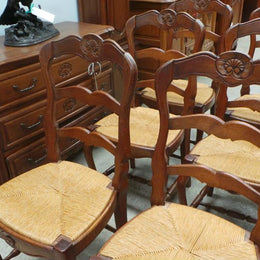 Set of Six French Oak Dining Chairs-2