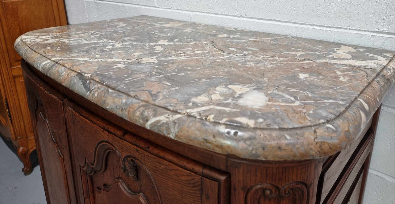 Rare 19th Century French Oak & Marble Top Oval Cabinet | Antique & Vintage | Moonee Ponds Antiques | Australia Wide Delivery