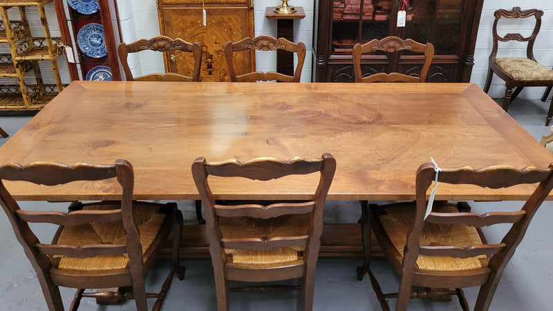 Vintage custom made fruitwood pedestal dinning table, comfortable fits 8-10 people. In good original condition. Sourced locally. Please see pictures to form part of the description.