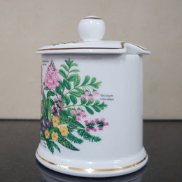 Fortnum & Mason Piccadilly London England floral decorated covered honey/jam pot. It is in good original condition with no chips or cracks, please view photos as they help form part of the description.