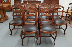 Set of 10 French Ladder Back Dining Chairs With Leather Seat | Antique & Vintage | Moonee Ponds Antiques | Australia Wide Delivery