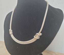 Italian Sterling Silver Woven Double Heart Necklace | Antique & Vintage | Moonee Ponds Antiques | Australia Wide Delivery