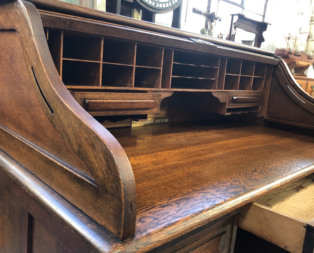 Fabulous American Oak Roll Top Desk