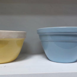 Assorted Vintage Colored Pottery Mixing Bowls