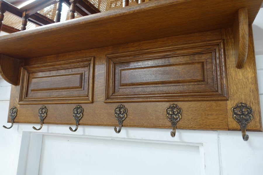 French Oak Wall Mounted Coat Rack