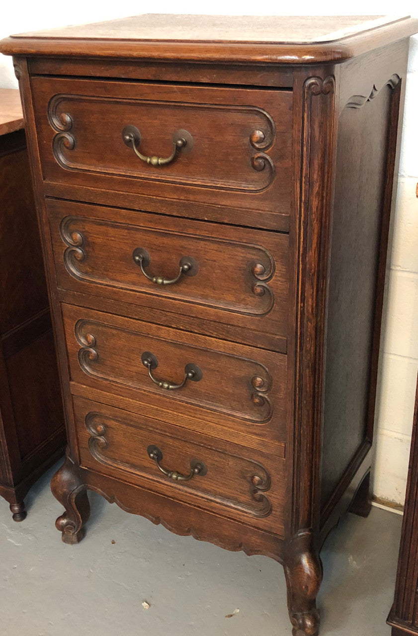 Antique French Oak Louis XV Style 4 Drawer Bedside Cupboard | Antique & Vintage | Moonee Ponds Antiques | Australia Wide Delivery