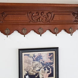 French Oak Wall Mounted Hat / Coat Rack