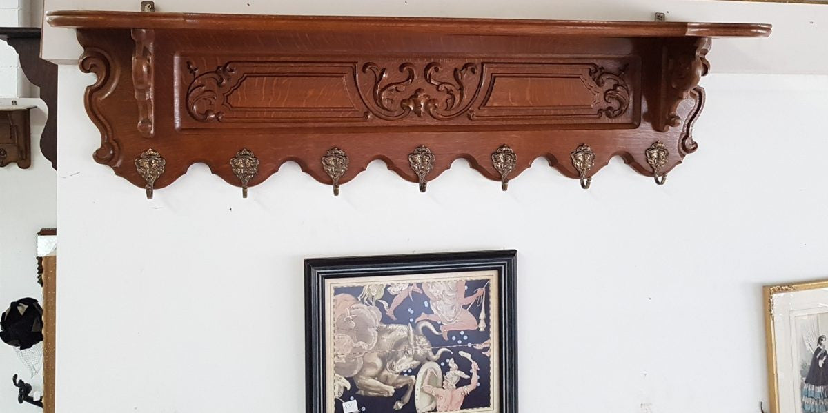 French Oak Wall Mounted Hat - Coat Rack | Antique & Vintage | Moonee Ponds Antiques | Australia Wide Delivery