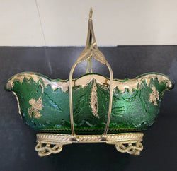 Victorian Emerald Green & Gilt Decorated Glass Bowl With Gilt Stand | Antique & Vintage | Moonee Ponds Antiques | Australia Wide Delivery