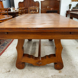 French Spanish Style Parquetry Top Extension Table