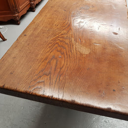 Superb 19th Century French Oak Pedestal Refectory Table Rustic Farmhouse