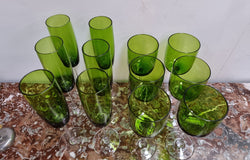 Set of 12 Vintage Emerald Green Wine & Champagne Glasses | Antique & Vintage | Moonee Ponds Antiques | Australia Wide Delivery