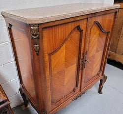 Compact Louis 15th Style 2 Door Walnut Cabinet With Ormolu Trim And Marble Top | Antique & Vintage | Moonee Ponds Antiques | Australia Wide Delivery