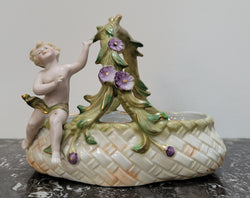 Late Victorian China Basket Decorated With Floral & Child Figure | Antique & Vintage | Moonee Ponds Antiques | Australia Wide Delivery