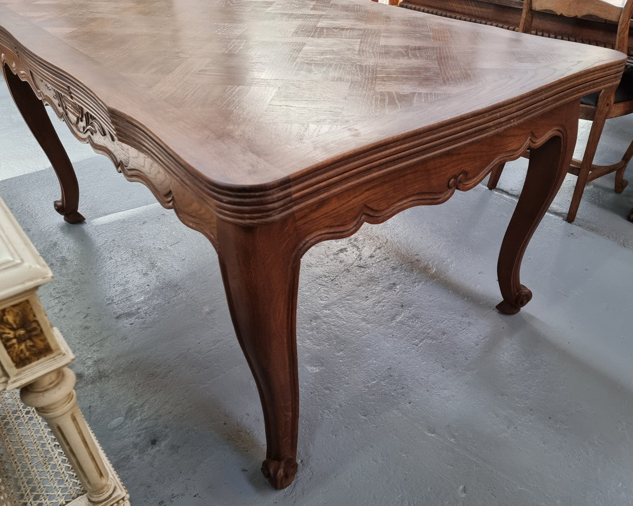 Oak Louis 15th Style Parquetry Top Extension Dining Table | Antique & Vintage | Moonee Ponds Antiques | Australia Wide Delivery