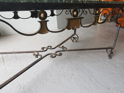 Wrought Iron Coffee Table With An Attractive Green Marble Top | Antique & Vintage | Moonee Ponds Antiques | Australia Wide Delivery