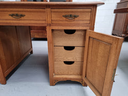 French Oak Art Deco Full Partners Desk With Leather Top | Antique & Vintage | Moonee Ponds Antiques | Australia Wide Delivery