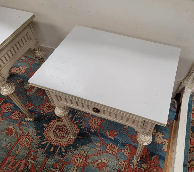 Pair Vintage French Louis 16th style single drawer bedside with original paint. They have been sourced from France and are in good original condition.