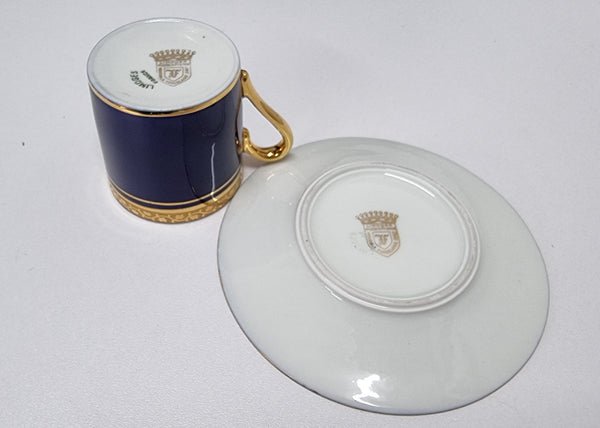 Limoges cup and saucer, both marked underneath. In good original condition.  Please view photos as they form part of the description.