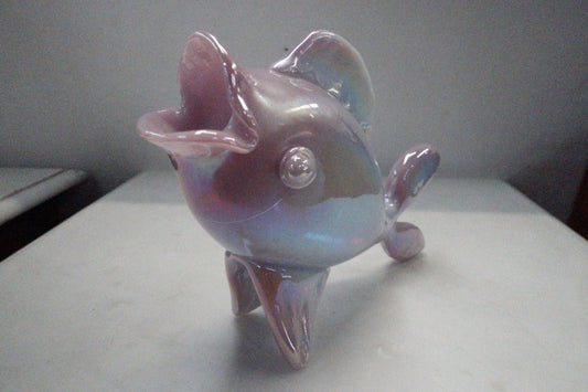 Iridescent Pink Blue Art Glass Fish