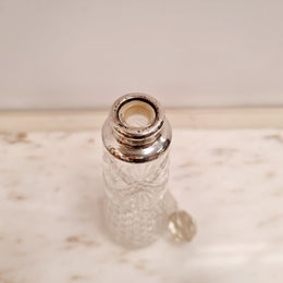 Tall Hallmarked Silver Top Cut Crystal Scent Bottle