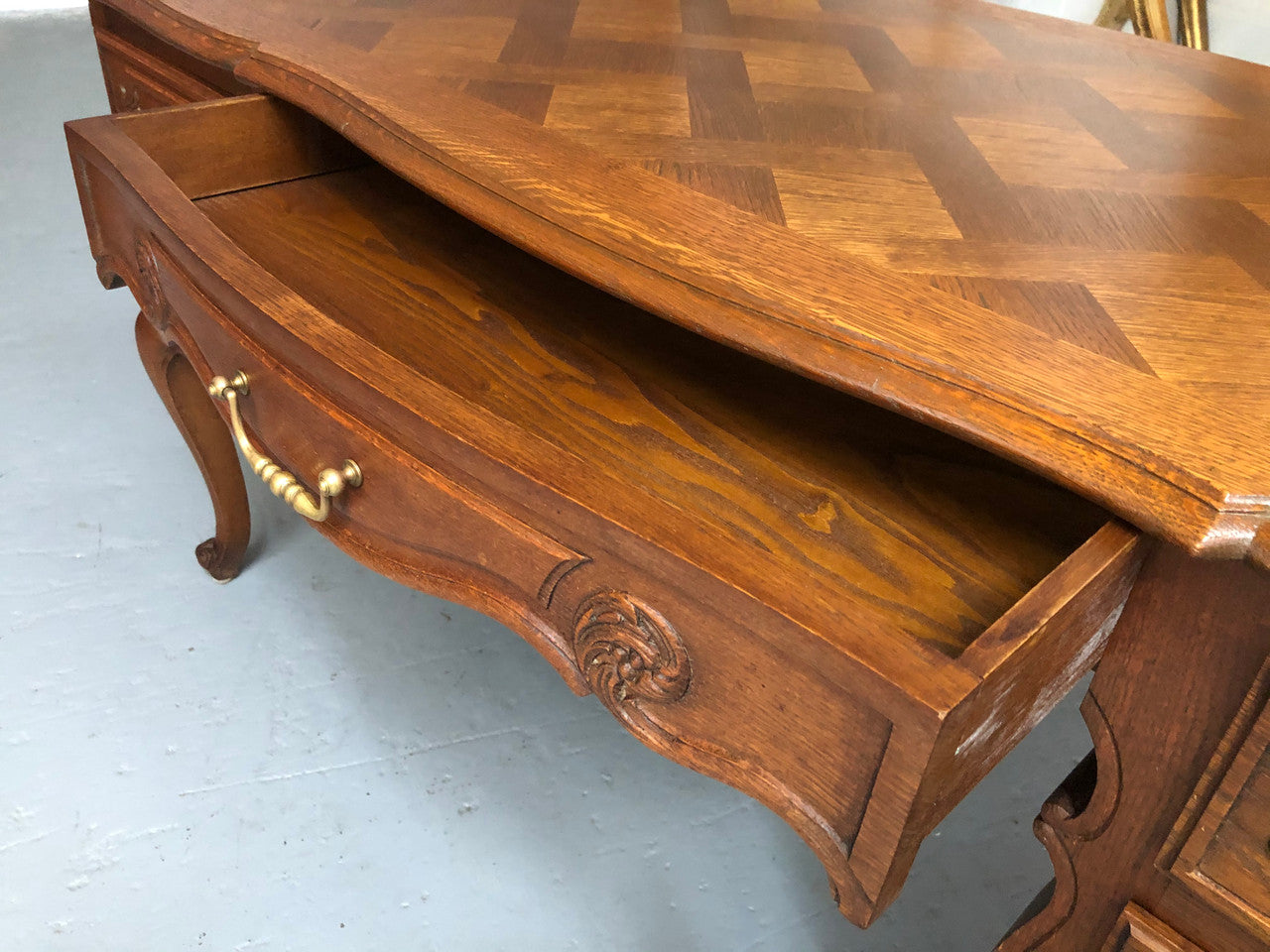 Lovely French oak Louis XVth style desk | Antique & Vintage | Moonee Ponds Antiques | Australia Wide Delivery
