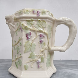 Belleek brown stamp (1980 – 1993) jug with ivy decoration, branch handle and Bacchus spout. It is in good original condition, please view photos as they help form part of the description.