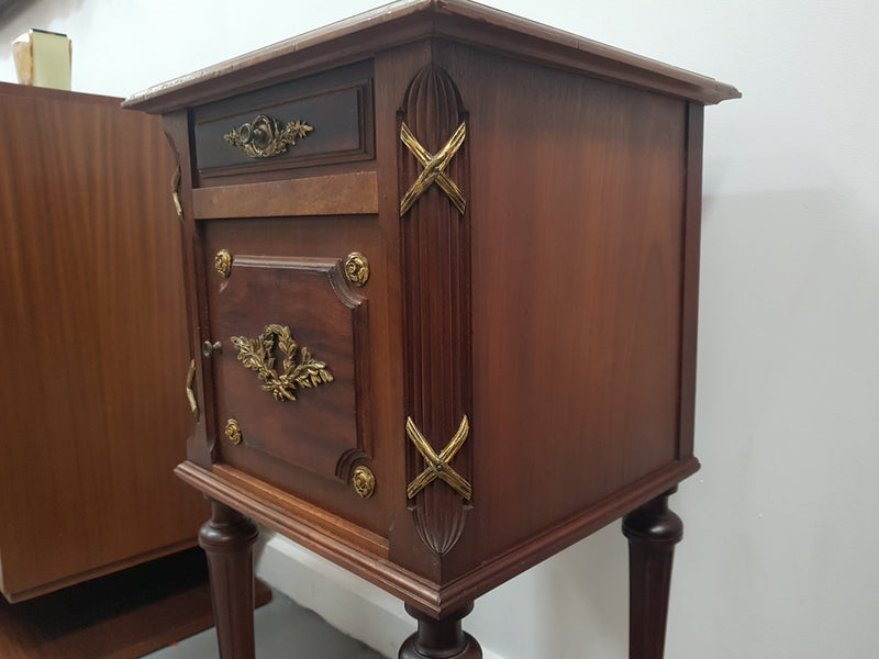 French Walnut Louis XVI Style Single Bedside Cabinet