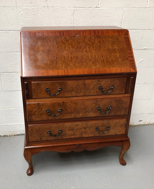 Chippendale Style Walnut & Burr Walnut Writing Bureau
