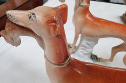 Superb Pair of Staffordshire Pottery Greyhounds | Antique & Vintage | Moonee Ponds Antiques | Australia Wide Delivery