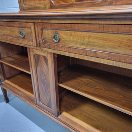 Fabulous Antique two door Blackwood and Fiddleback sideboard with lovely presence and also plenty of room for storage. In original detailed condition.