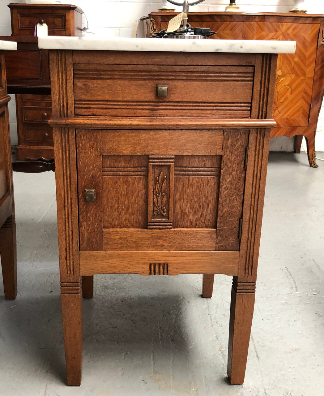 Beautiful pair of Arts and Crafts Bedsides
