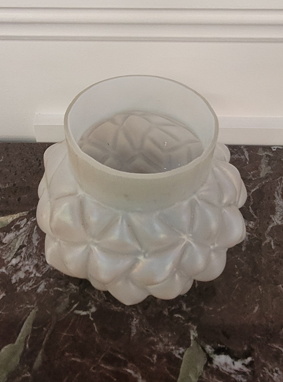 Iridescent Loetz glass vase with flower insert. Please view photos as they help form part of the description.