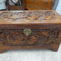Carved Chinese Camphor Wood Trunk
