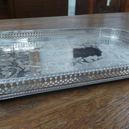 Decorative Silver Plated Rectangular Drinks Tray