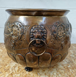 Antique Large Brass Bronze Colour Embossed Jardinière Planter | Antique & Vintage | Moonee Ponds Antiques | Australia Wide Delivery