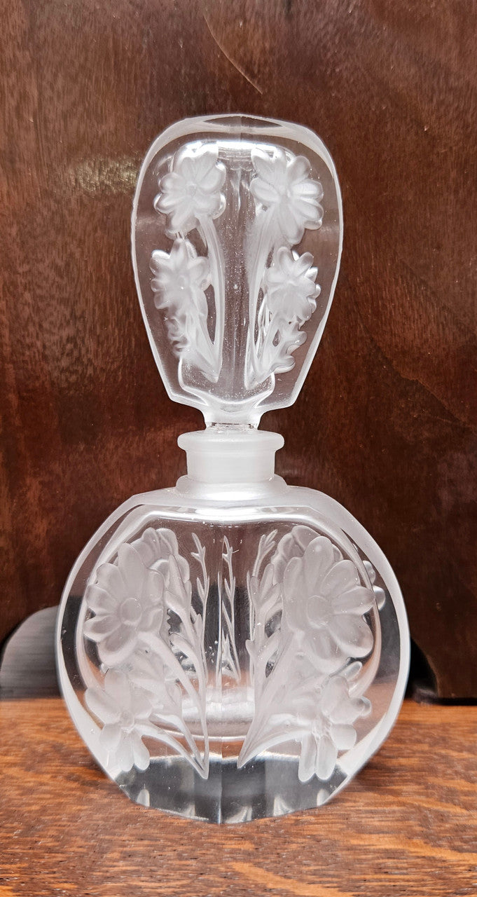 Charming Intaglio Glass Vintage Perfume Bottle and Stopper.