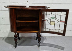 Oak Tudor Auto Trolley With Leadlight Glass | Antique & Vintage | Moonee Ponds Antiques | Australia Wide Delivery
