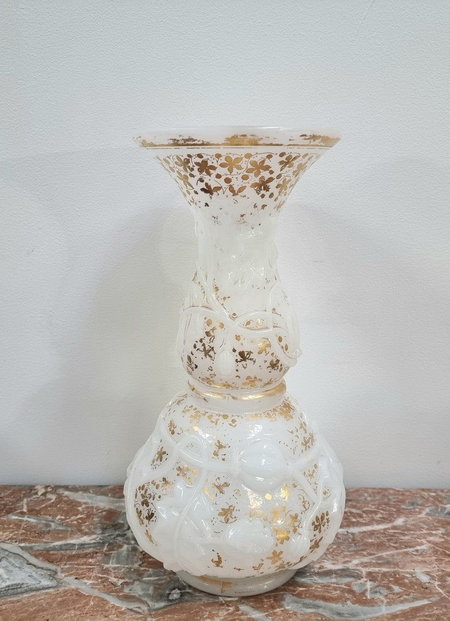 French 19th Century Milk Glass Embossed Vase | Antique & Vintage | Moonee Ponds Antiques | Australia Wide Delivery