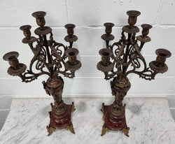Pair of Decorative Antique French Spelter & Marble Candelabras | Antique & Vintage | Moonee Ponds Antiques | Australia Wide Delivery