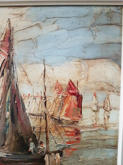 French Painting Of Ships In A Decorative Gilt Frame | Antique & Vintage | Moonee Ponds Antiques | Australia Wide Delivery