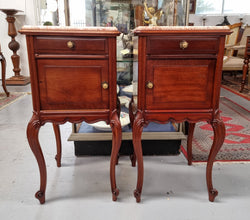 Pair French Louis 15th Style Mahogany Inset Marble Top Bedsides | Antique & Vintage | Moonee Ponds Antiques | Australia Wide Delivery