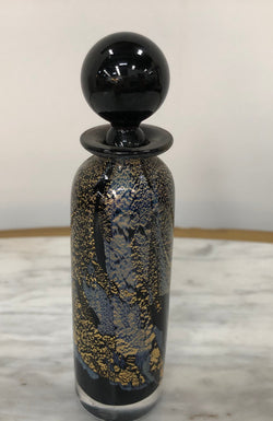 Nick Wirdnam Long Black & Gold Art Glass Scent Bottle | Antique & Vintage | Moonee Ponds Antiques | Australia Wide Delivery