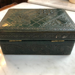 Victorian Green Leather Embossed Box