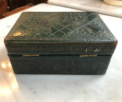 Victorian Green Leather Embossed Box | Antique & Vintage | Moonee Ponds Antiques | Australia Wide Delivery