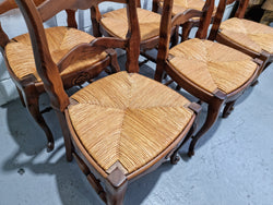 Set of Six French Cherrywood Rush Seat Dining Chairs | Antique & Vintage | Moonee Ponds Antiques | Australia Wide Delivery