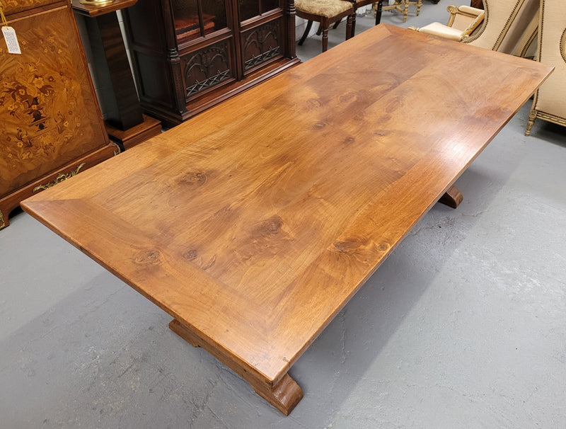 Vintage custom made fruitwood pedestal dinning table, comfortable fits 8-10 people. In good original condition. Sourced locally. Please see pictures to form part of the description.