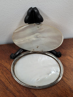Oval shaped Georgian Silver & Carved Mother of Pearl Snuff Box | Antique & Vintage | Moonee Ponds Antiques | Australia Wide Delivery