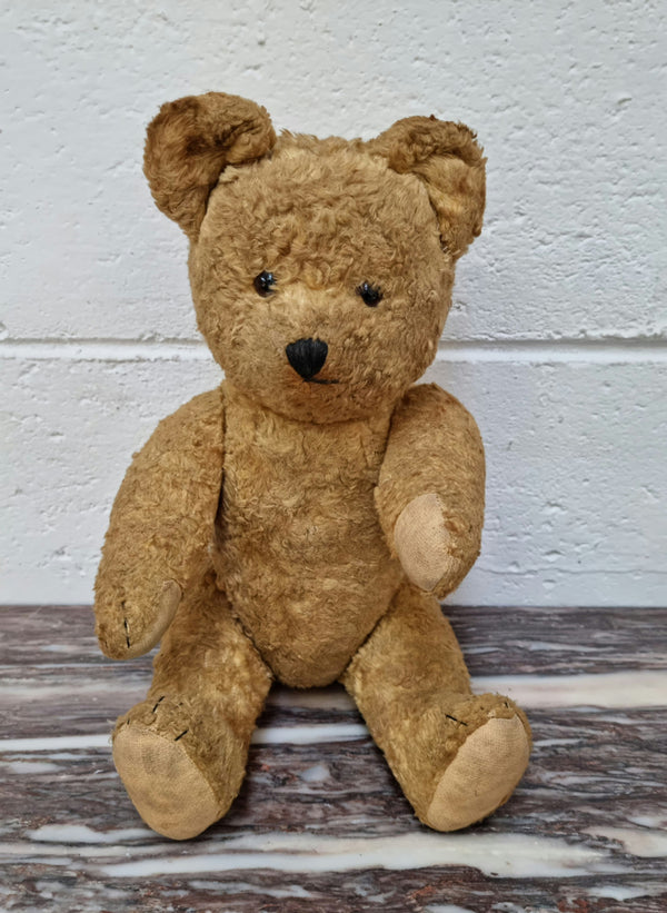 Part of a huge collection is this adorable old Vintage Teddy bear with glass eyes. The growler still works and he is in good original condition.